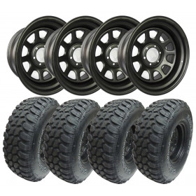 Combo: 4 Rodas 17x9 6 Furos de 139.7 - Daytona em Aço Reforçado + 4 Pneus 37x12,5 R17 Westlake