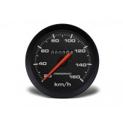 Velocímetro 0-160km/h Mecânico Cronomac 100mm - Linha Street Fundo Preto, Ponteiro Laranja e Grafia Branca