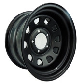 Roda 16x8 - 5 Furos de 139.7 com off set -30 Daytona Black em Aço (Reforçada) Estilo Mangels Preto Fosco Eletrostático