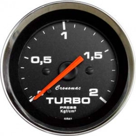 Pressão do Turbo 1 Kgf/cm² ou 2Kgf/cm²  - ø=52mm - Cronomac Linha Croma Preto