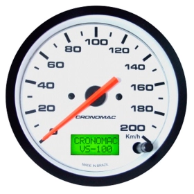 Velocímetro Eletrônico 100mm 0-200km/h com Display Digital Linha Street com Fundo Branco