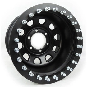 Roda com Bead Lock Daytona Black em Aço (Estilo Mangels) 16x8, 6 furos de 139.7 para toyota hilux e  bandeirante até 199