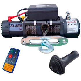 Guincho Elétrico 13.500lbs Cabo de Kevlar Cinza Carbon U.S.A.  c/ 2 Controles p/ Jeep Rural F75 Troller L200 Hilux Bande