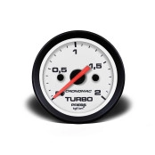 Relógio de Pressão do Turbo Motor AP 2kgs, Fundo Branco, Ponteiro Laranja e Aro Preto