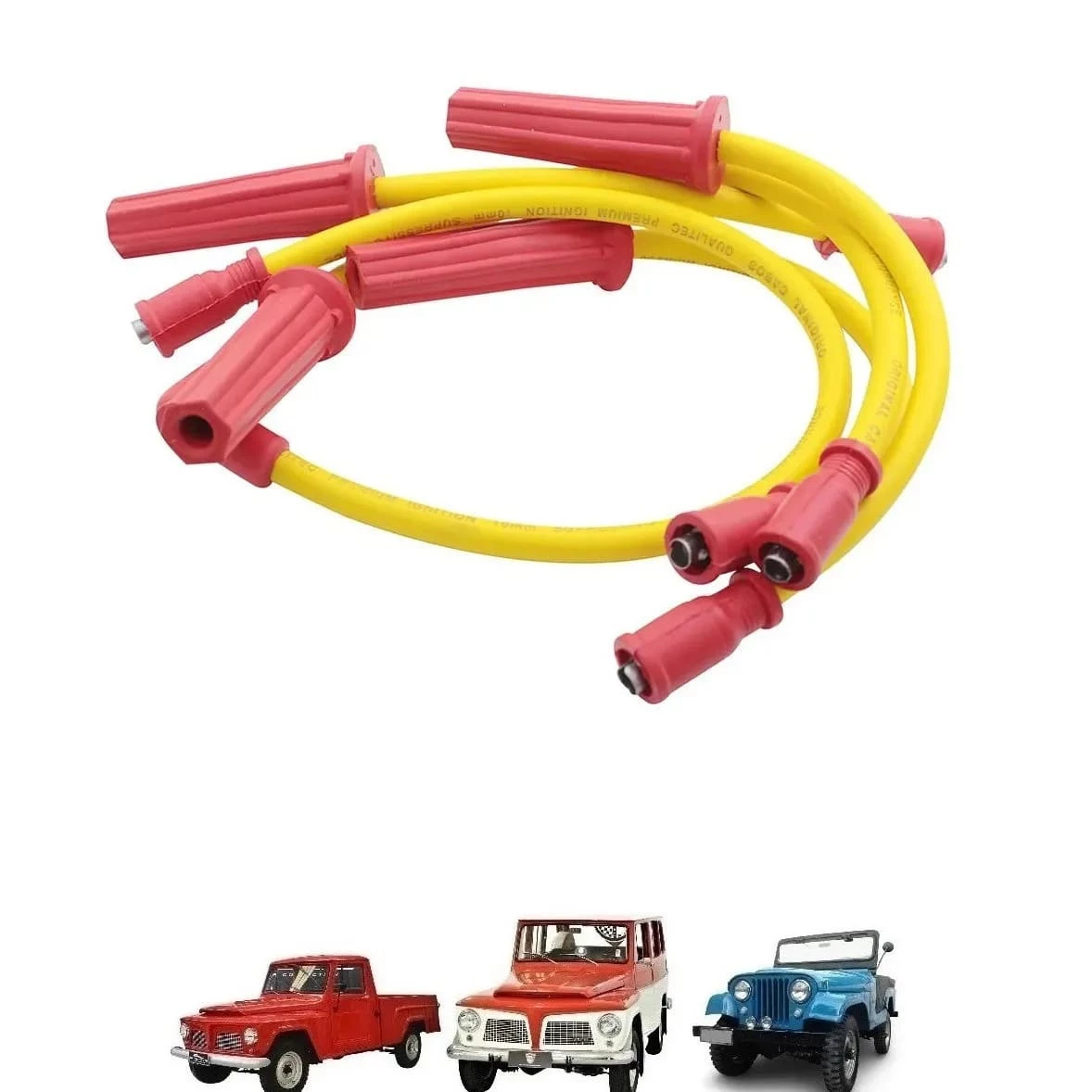 Jogo de Cabos de Vela em Silicone OHC 4cc Jeep Willys Rural F-75 F-100  Maverick Ford