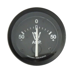 Amperímetro Cronomac Linha Especial Jeep Willys 52mm / 50amp. Preto com Grafia Branca