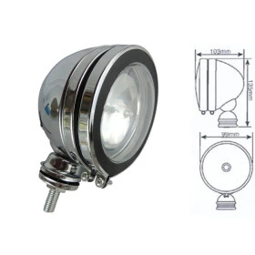 Farol de Milha Offroad Cromado com Lâmpada H3, com Armação em Metal Ø = 99mm