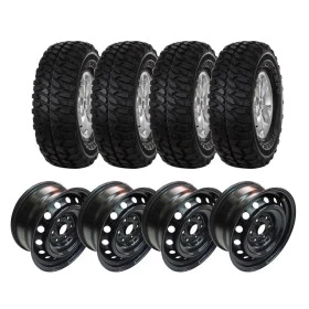 Combo: 4 Rodas de aço 17x8 6 furos de 139.7 + 4 Pneus 286/75 R16 Gt Radial Adventuro - Mud Terrain para Trilhas