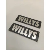 Par de Plaquetas de Metal  Willys, para Jeep Rural e F75
