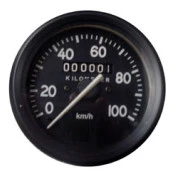 B- Relogio indicador medidor velocimetro 0 a 100 fundo preto ponteiro branco aro preto para Jeep willys CJ2 / CJ3 / Cj5