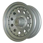 Roda modelo Modular Estilo Mangels aro 15x8 na cor Prata Furacao Jeep, Suzuki, Niva, F1000 - 5 Furos (Sem Calota) 