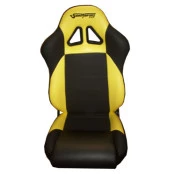 Banco esportivo Concha / Reclinável BA25 San Marino em Courvin Preto / Amarelo - Adaptável em Todos os Veículos