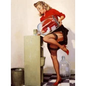 Quadros Decorativos Retro (Imagens Retro) - Tema:Pin-Up Bebedouro - Ref: 7094/SA