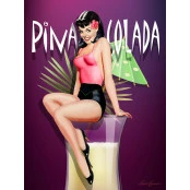 Quadros Decorativos Retro (Imagens Retro) - Tema: Pin-Up Pinacolada - Ref: 7061/SA