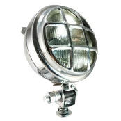 Farol Redondo de Milha com Grade e Manejo Cromado 12v Universal para Rural F-75 Land Rover Trator Maxxion - Unitári