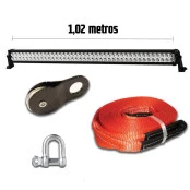 SUPER COMBO - Barra 80 Leds 1,05 mts + Patesca + Anilha Reta + Cinta 6mts 10ton