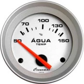 Termômetro Elétrico de Água Cronomac 52mm Linha Racing - Aro e Fundo em Alumínio Escovado