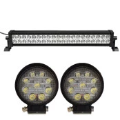 Farol Barra de Led com 40 LEDS - / 120 Watts 54 cm + Farol de Milha LED com 27W / 9 LEDs - O Par <BR>