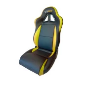 Banco esportivo Concha sem Reclinador BA22/25 San Marino em Courvin Preto com Amarelo - Adaptável em Todos os Veículos