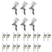 Jogo Com  6 Pistolas de Pintura Profissional  com 18 Bicos e  6 Copos 1L