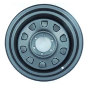Roda 16x8, 6 Furos de 139.7 Daytona Black em Aço Estilo Mangels Preto Fosco Eletrostático - 