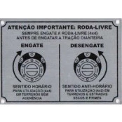 Plaqueta de Indicação do Acionamento da Roda Livre para todos 4x4 c/ Roda livre