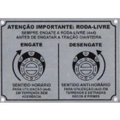Plaqueta de Indicação do Acionamento da Roda Livre para todos 4x4 c/ Roda livre