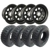 Combo: 4 Rodas Daytona 17x8 6 Furos de 139,7 feita em aço reforçado off set negativo -25 + 4 Pneus 35x12,5 R17 MT - Mud