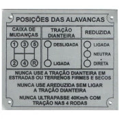 Placa / Plaqueta para Jeep Willys, Rural e F-75 com Câmbio Chevete ou Clark 5 marchas - Cor Alumínio