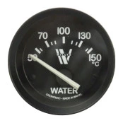 Termometro Elétrico da Água 52mm - Linha especial Jeep Willys - Aro e Fundo Pretos / Grafia e Ponteiro Bra