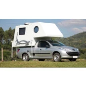 Motorhome Camper Wheel Mini Camper Super Luxo 4,5m² Cabine Simples p/ Saveiro, Montana, Strada, Hoggar, Courier e Outras