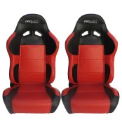 Par de Bancos Concha Reclinável Preto com Vermelho X1 Seat – AUS - Feito em Espuma Injetada - importado acompanha trilho