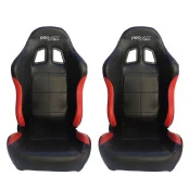 Par de Bancos Concha Reclinável Preto com Vermelho X1 Seat – AUS - Feito em Espuma Injetada - importado acompanha trilho