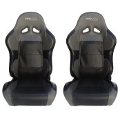 Par de Bancos Concha Reclinável Preto com Cinza X1 Seat – AUS - Feito em Espuma Injetada - importado acompanha trilhos u