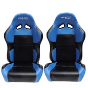 Par de Bancos Concha Reclinável Preto com Azul X1 Seat – AUS - Feito em Espuma Injetada - importado acompanha trilhos un