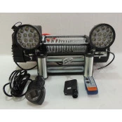 COMBO: Guincho Elétrico Winch 9.000lbs + Controle remoto sem fio + Dissipador de calor + Solenoide Blindado + Par de Far