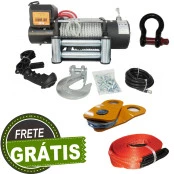 COMBO: Guincho Elétrico 16.000lbs + 2 Controles + Patesca + Cinta 20 Ton. +  Anilha 3/4 - Grossa