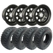 Combo: 4 Rodas Daytona 17x8 6 Furos de 139,7 feita em aço reforçado off set negativo -25 + 4 Pneus 35x12,5 R 17 Mud Terr