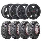 SUPER COMBO: 4 Pneus 40/15,5 R 22 modelos Trepador Mud Maxxis + 4 Rodas Tuff  22x9,5  Black, 6 furos de 139,7