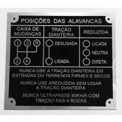 Plaqueta / placa de posições das alavancas Jeep / Rural e F-75 4 marchas com Câmbio original  Preta