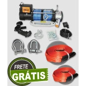 SUPER COMBO!! Guincho Elétrico Winch 12.000lbs com Cabo de Kevlar e 2 Controles + 2 Anilhas + Cinta 6M / 10 Ton. + Cinta 3M / 5Ton. 