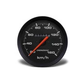 Velocímetro 0-160km/h Mecânico Cronomac 100mm - Linha Street Fundo Preto, Ponteiro Laranja e Grafia Branca