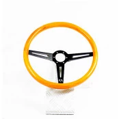 Volante SW.VWB355 - Logo VW, Madeira Lisa, Haste Preto Fosco, Diametro Externo de 355mm