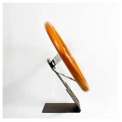 Volante SW.BC420 - Madeira Frisada, Haste Cromada, Diâmetro Externo de 420mm, Verniz Mais Escuro