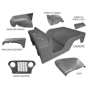Carroceria em Fibra Cinza Jeep Willys 55 à 83 Cj5 (Completa sem o quadro) - Carroceria Sem Pintura, no Fundo Prime Cinza