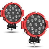 Farol de Milha Led com Armação Vermelha 17,5cm com 51W / 17 LEDs  - 200 mts de Alcance - O PAR