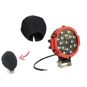 KIT / COMBO - Farol de Milha Led com Armação Vermelha 17,5cm / 17 Leds + Capa em Neoprene