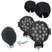 KIT / COMBO - Par de Farol de Milha Led 17 Leds com Armação Preta 17,5cm + Capa em Neoprene
