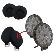 KIT / COMBO - Farol de Milha LED 42W com 14 LEDS 12v / 24v - 11,5 cm + Capa em Neoprene - O Par