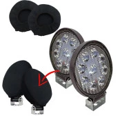 Farol de Milha LED 27W / 9 LEDs 12v / 24v - 11,5 cm + Capa em Neoprene - O Par KIT / COMBO -